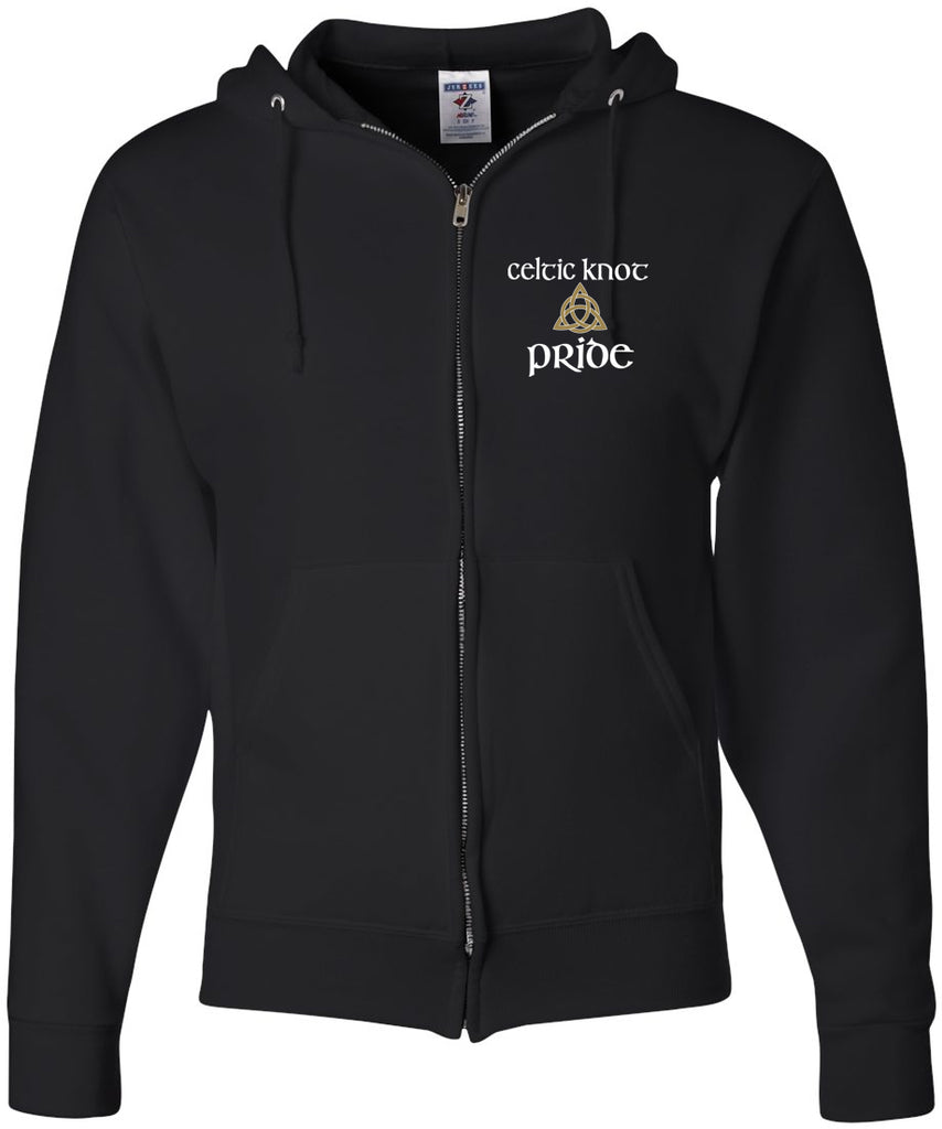 Celtic Knot - Black - JERZEES - NuBlend® Full-Zip Hooded Sweatshirt - 993MR w/ Celtic Pride Design on Left Chest & Back