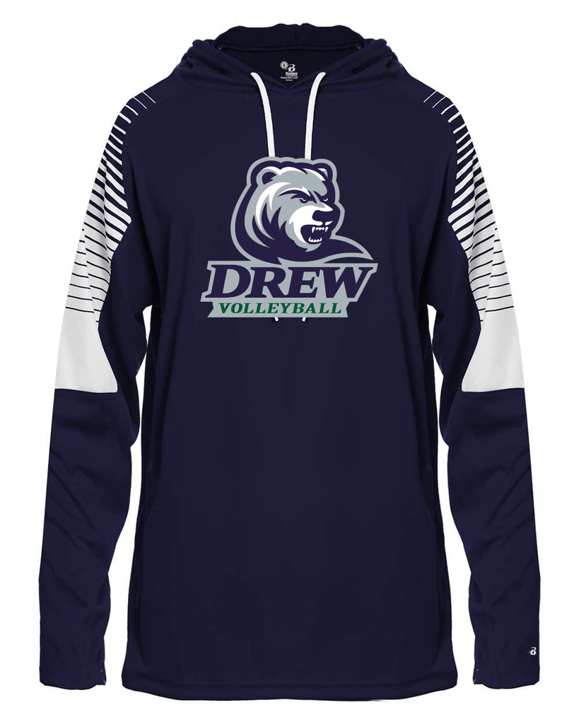 Drew Volleyball Badger - Lineup Hooded Long Sleeve T-Shirt - 4211 w/ 4 Color V2 Design on Front.
