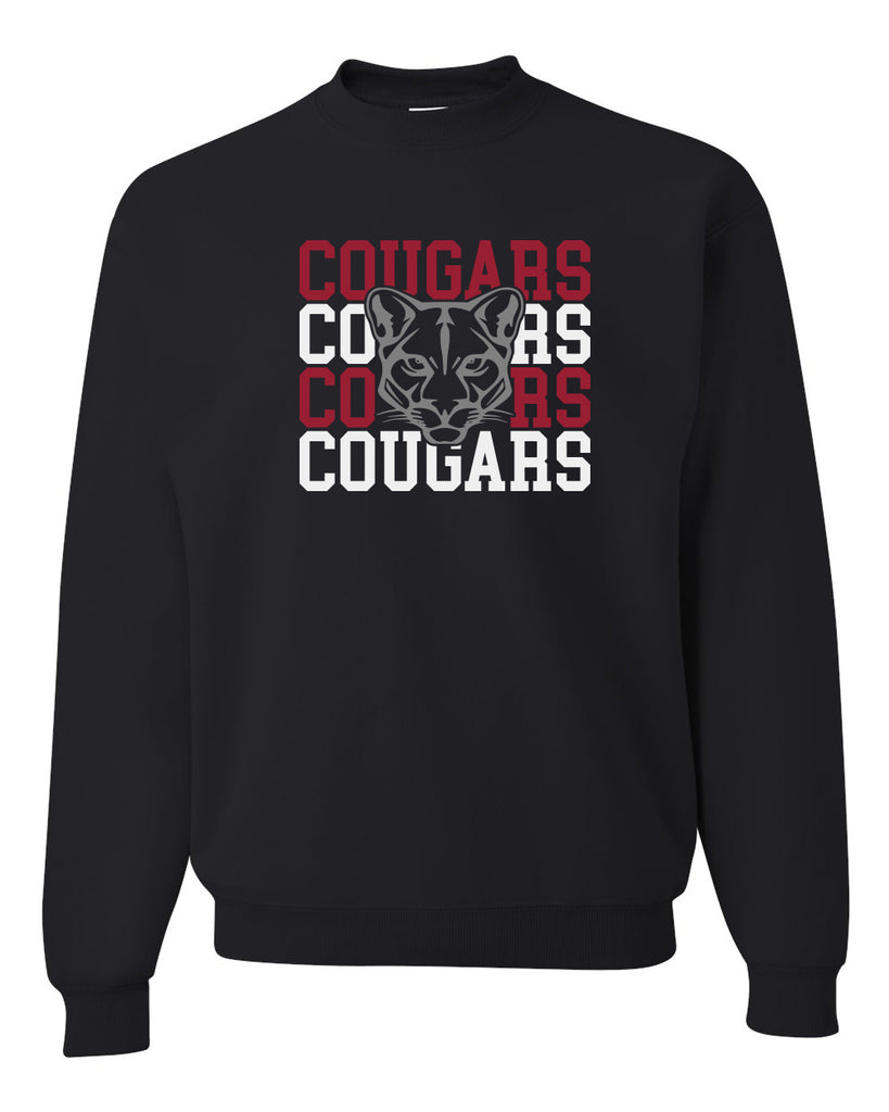Hazleton Area Cougars - Black JERZEES - NuBlend® Crewneck Sweatshirt - 562MR w/ Cougars 221 Design on Front.