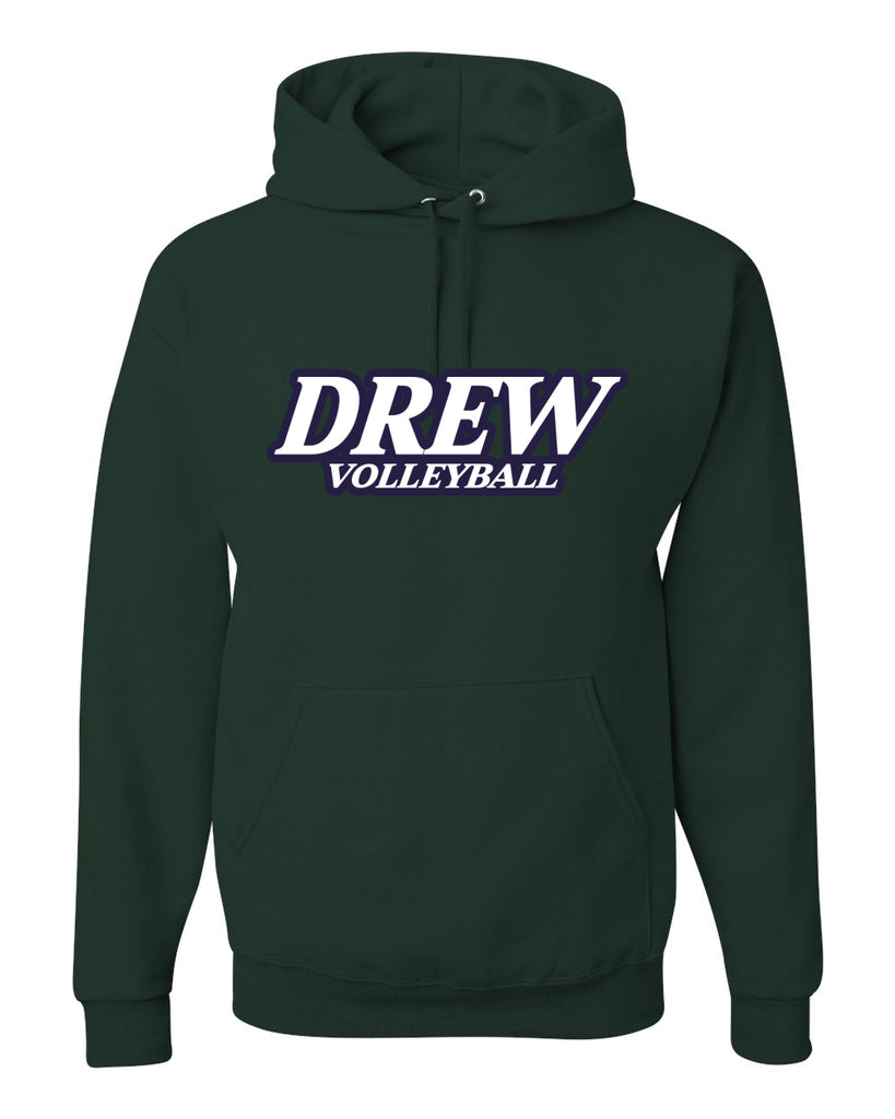 Drew Volleyball JERZEES - NuBlend® Hooded Sweatshirt - 996MR w/ White & Navy V1 Design on Front.