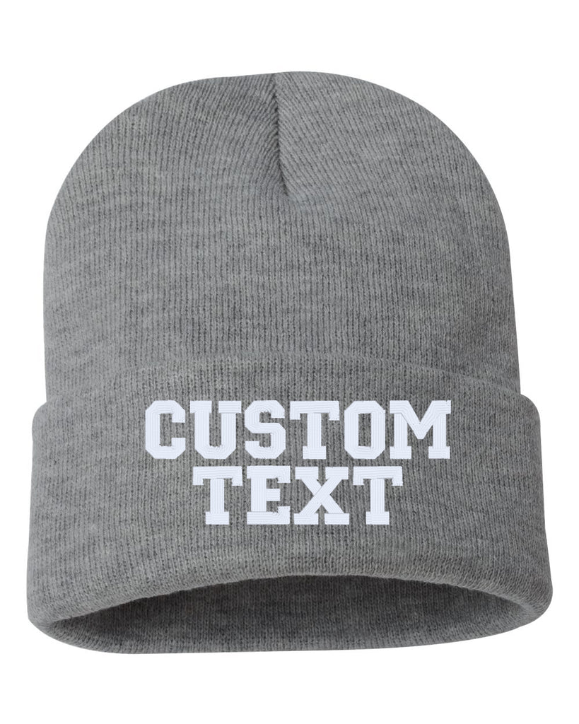 CUSTOM TEXT Embroidered Cuffed Beanie Hat