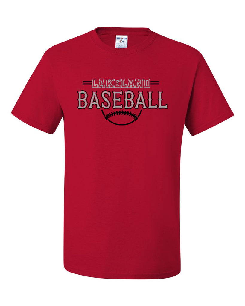 Lakeland Baseball Red JERZEES - Dri-Power® 50/50 T-Shirt - 29MR w/ LL1107 Design on Front