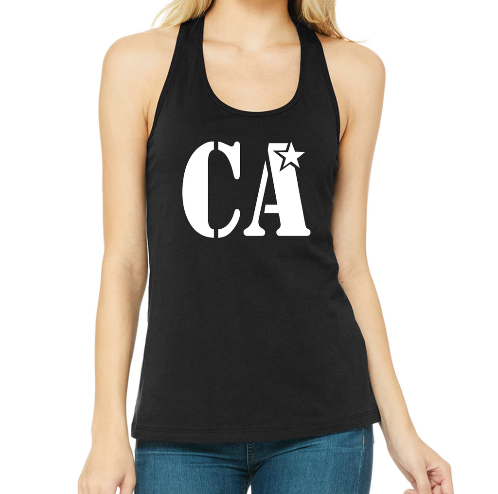 Cheer Army Black NL Women's Ideal Racerback Tank - 1533 w/ White CA Logo on Front.