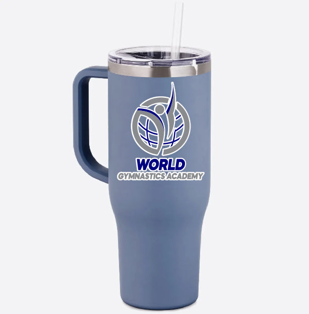 World Gymnastics Charger 40 Oz Tumbler with Handle w/ World Gymnastics Design on Front