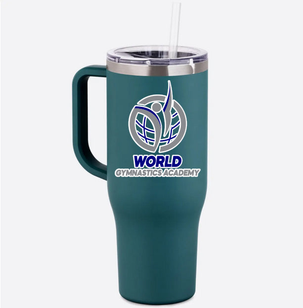 World Gymnastics Charger 40 Oz Tumbler with Handle w/ World Gymnastics Design on Front