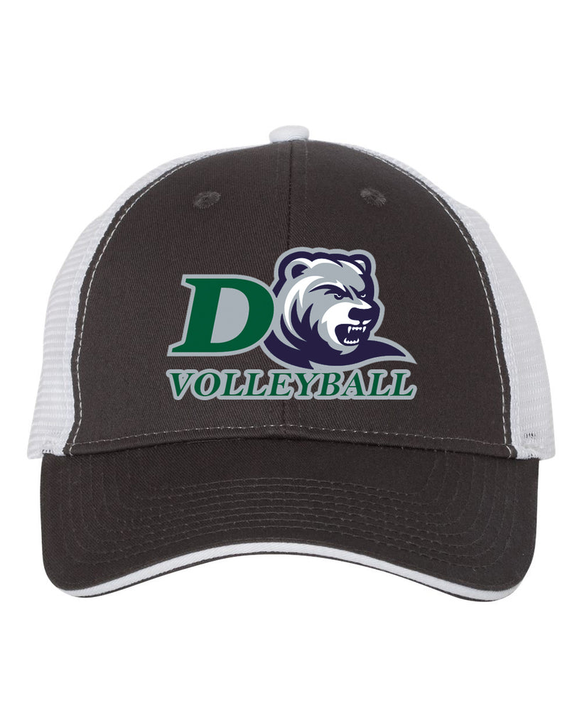 Drew Volleyball VC - Sandwich Trucker Cap - S102 w/ 4 Color D-BEAR Design Embroidered on Front.