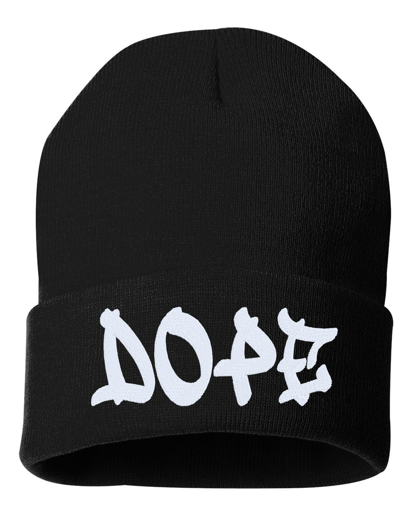 dope embroidered cuffed beanie hat
