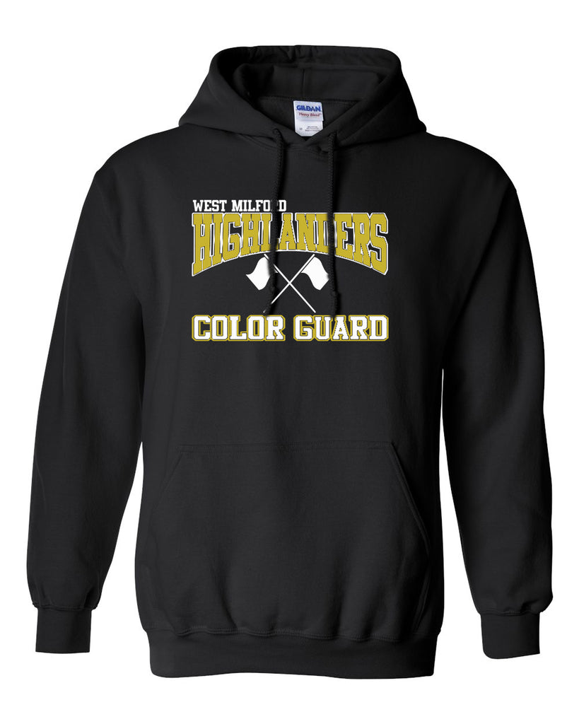 WM Color Guard Black Hoodie w/ 2 Color Design on Front.