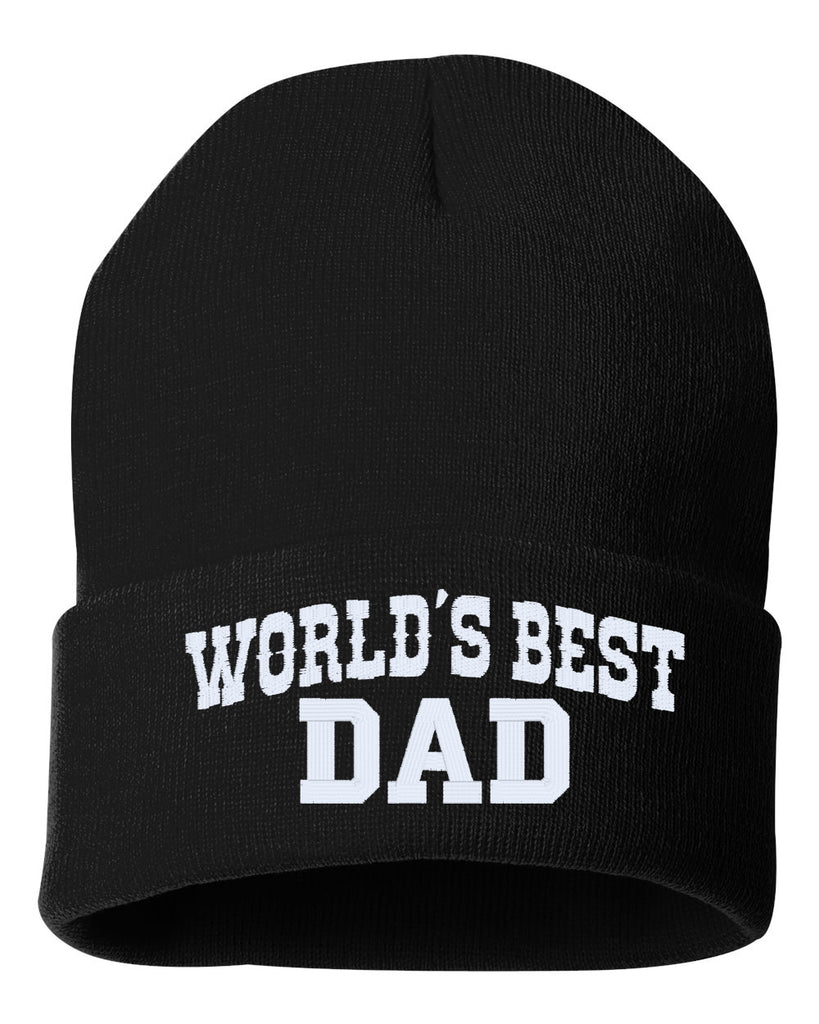 world's best dad embroidered cuffed beanie hat