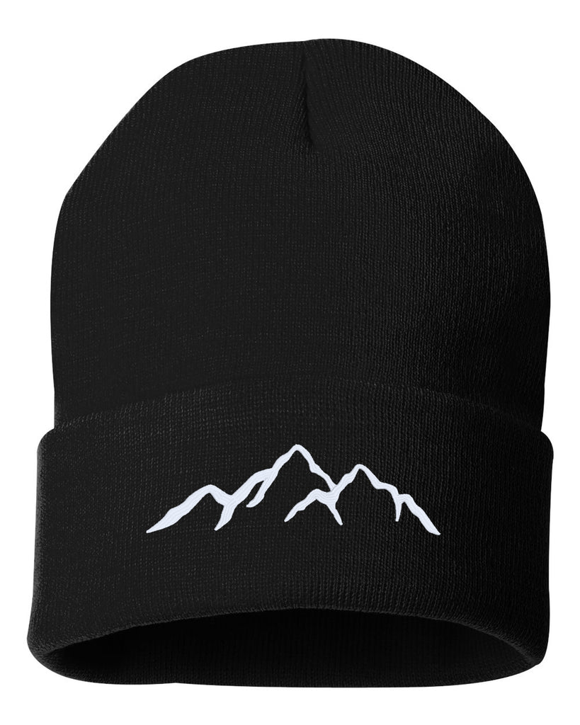 mountains embroidered cuffed beanie hat