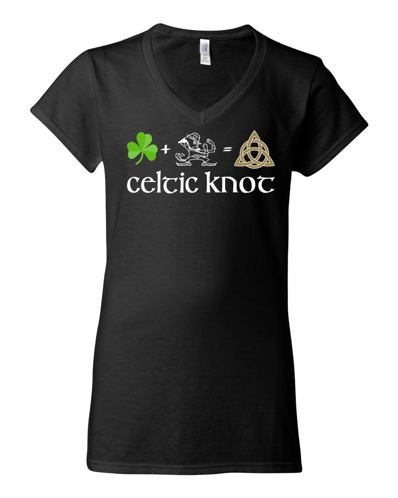 Celtic Knot Black Softstyle® Women’s V-Neck T-Shirt - 64V00L w/ Full Color 323 Design on Front
