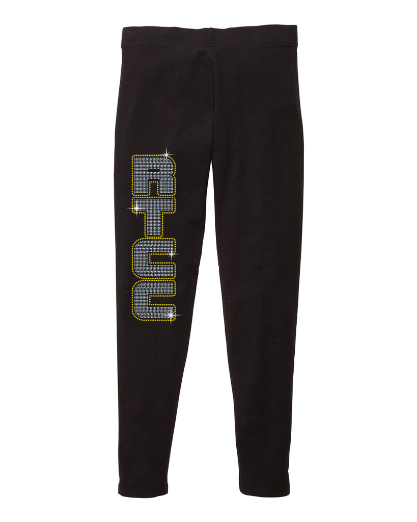 RTCC Black Legging Pants w/ 2 Color Spangle Logo down Leg.