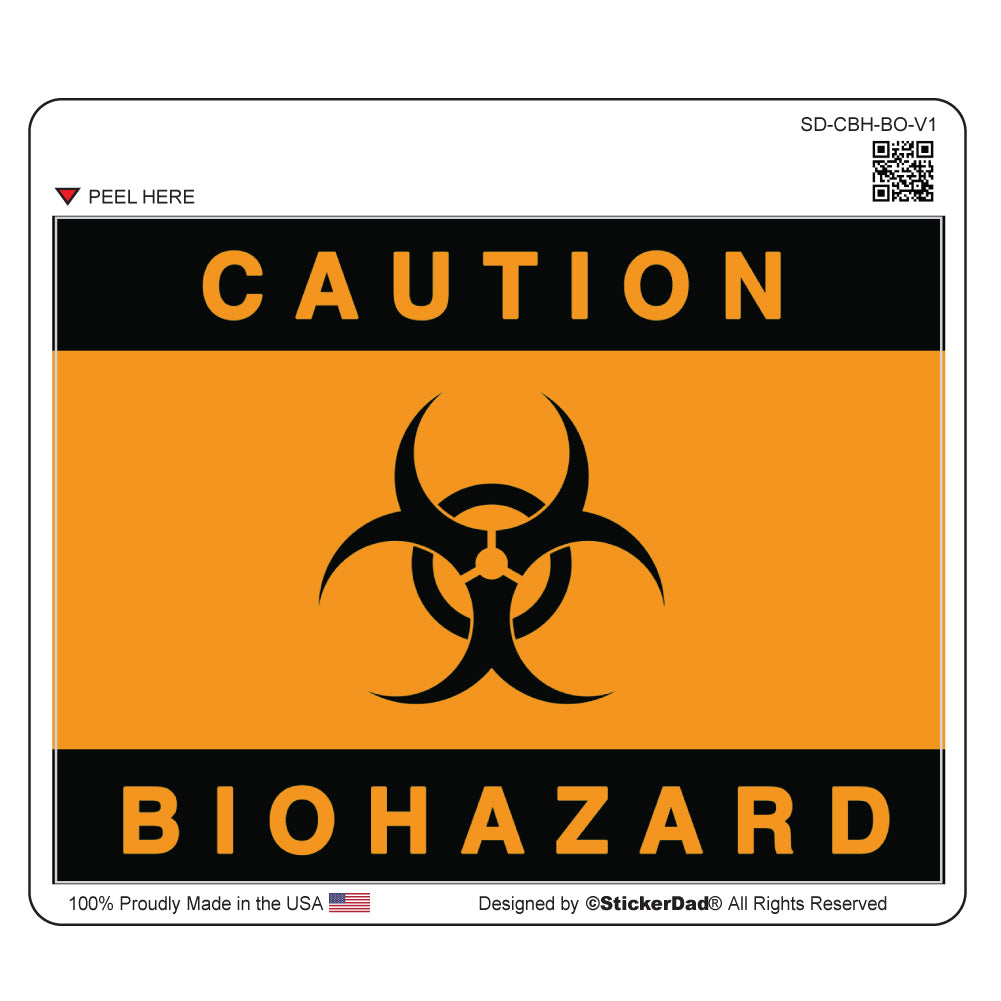 warning biohazard - 5" x 4" - full color printed sticker label
