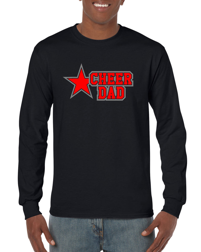 jr lancers competition cheer heavy cotton black shirt w/ cheer dad star 2 color design on front.