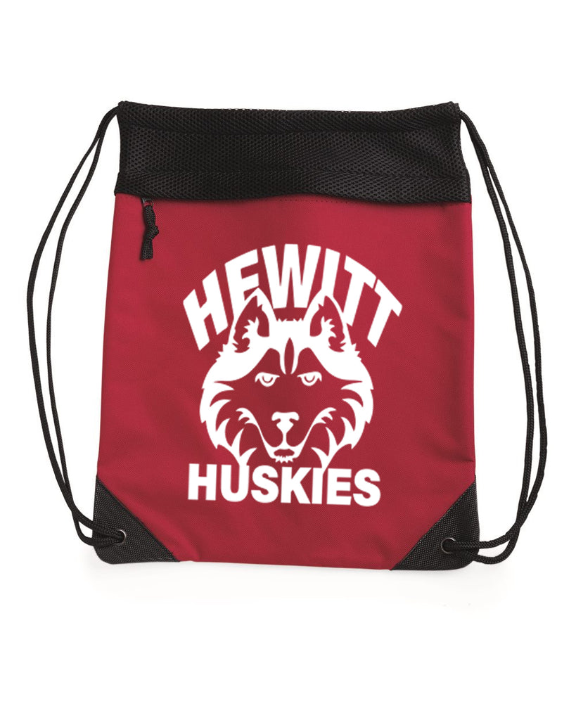 Hewitt Huskies Red Coast to Coast Drawstring Backpack - 2562 w/ Logo Design 1 on Front.