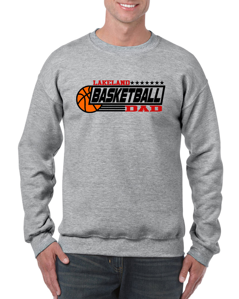 lakeland basketball dad sport gray heavy blend shirt w/ v1 lakeland basketball dad on front.