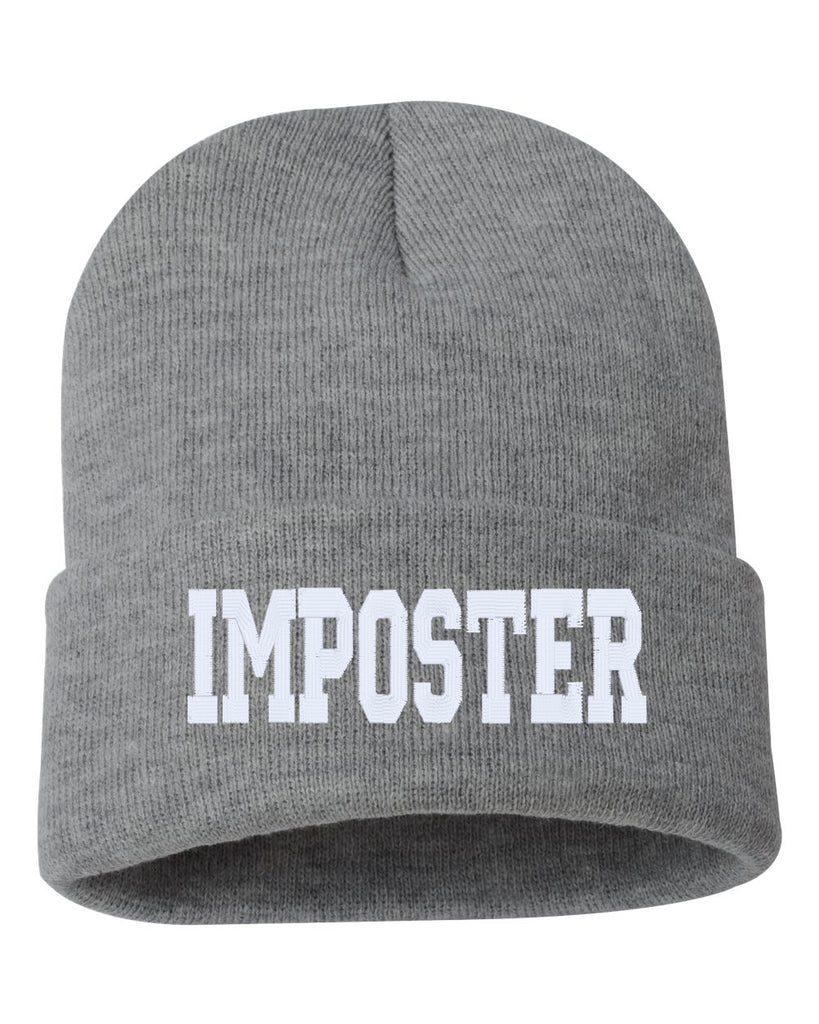 imposter embroidered cuffed beanie hat
