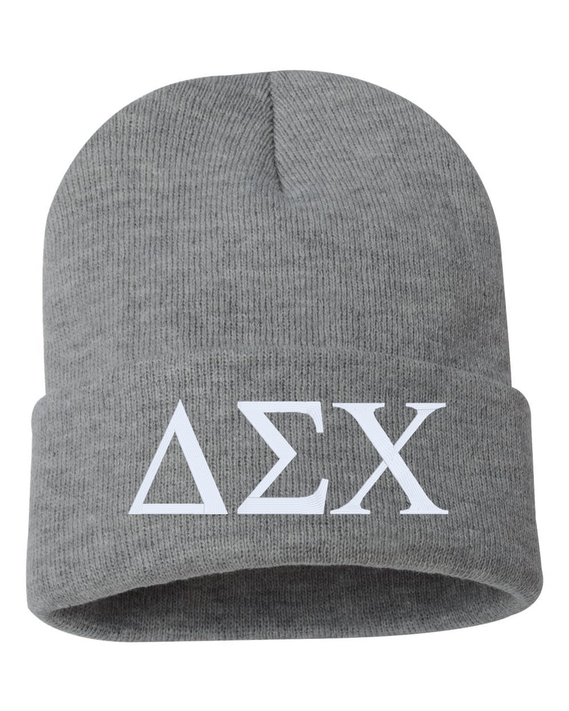 greek letters sorority/fraternity embroidered cuffed beanie hat