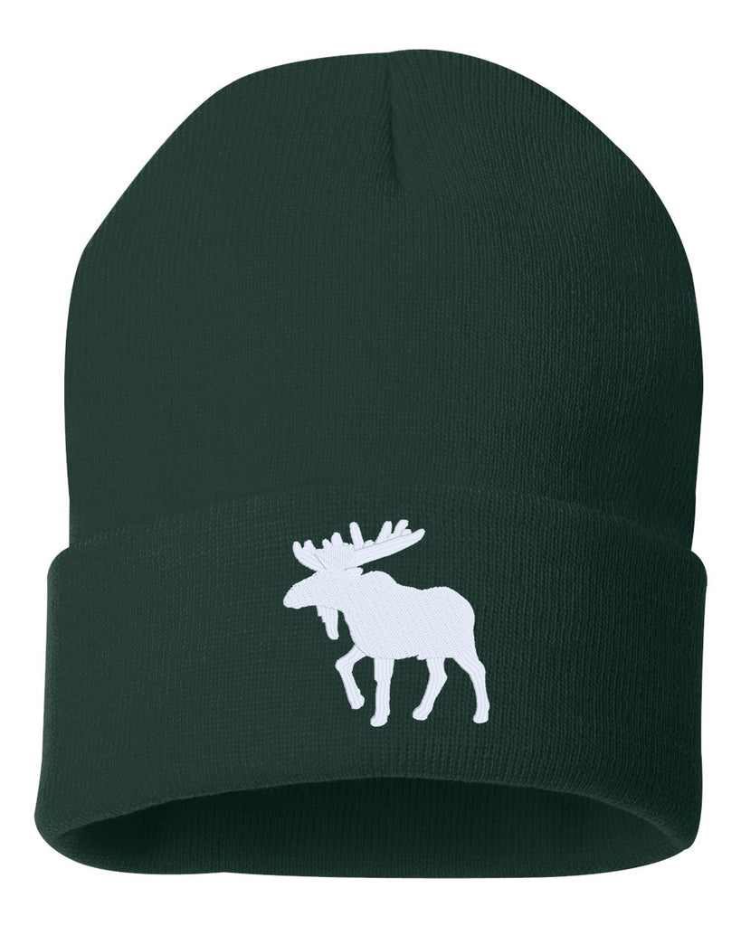 moose embroidered cuffed beanie hat