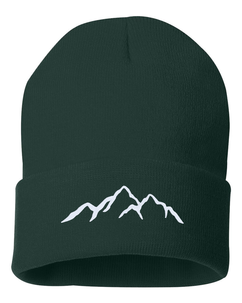 mountains embroidered cuffed beanie hat