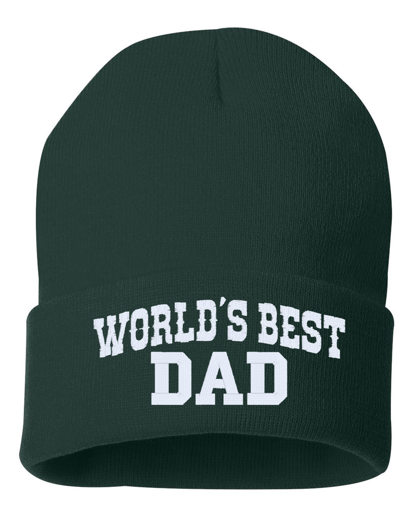 world's best dad embroidered cuffed beanie hat
