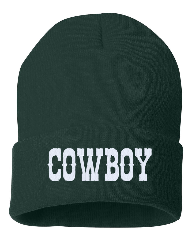 cowboy embroidered cuffed beanie hat