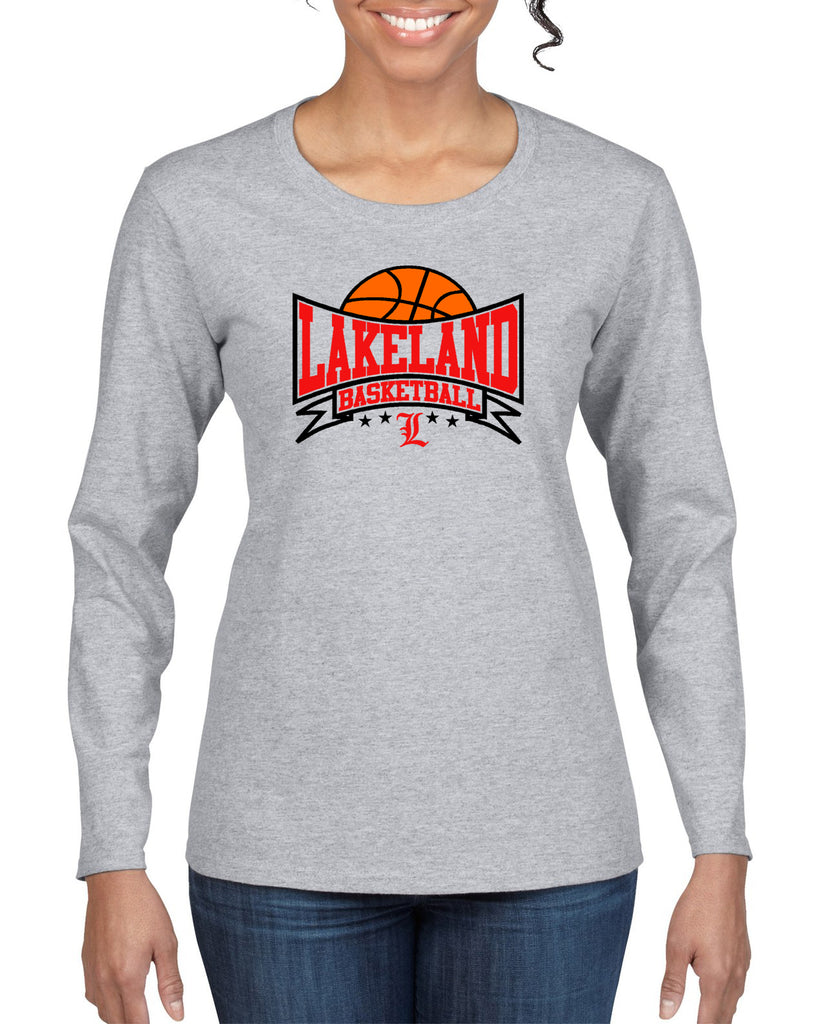 lakeland basketball sport gray heavy blend shirt w/ lakeland basketball v3 logo on front.