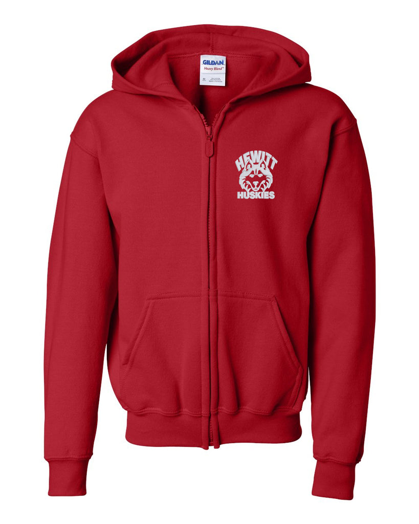Hewitt Huskiess Red Heavy Blend™ Full-Zip Hooded Sweatshirt - 18600 w/ Embroidered Logo.
