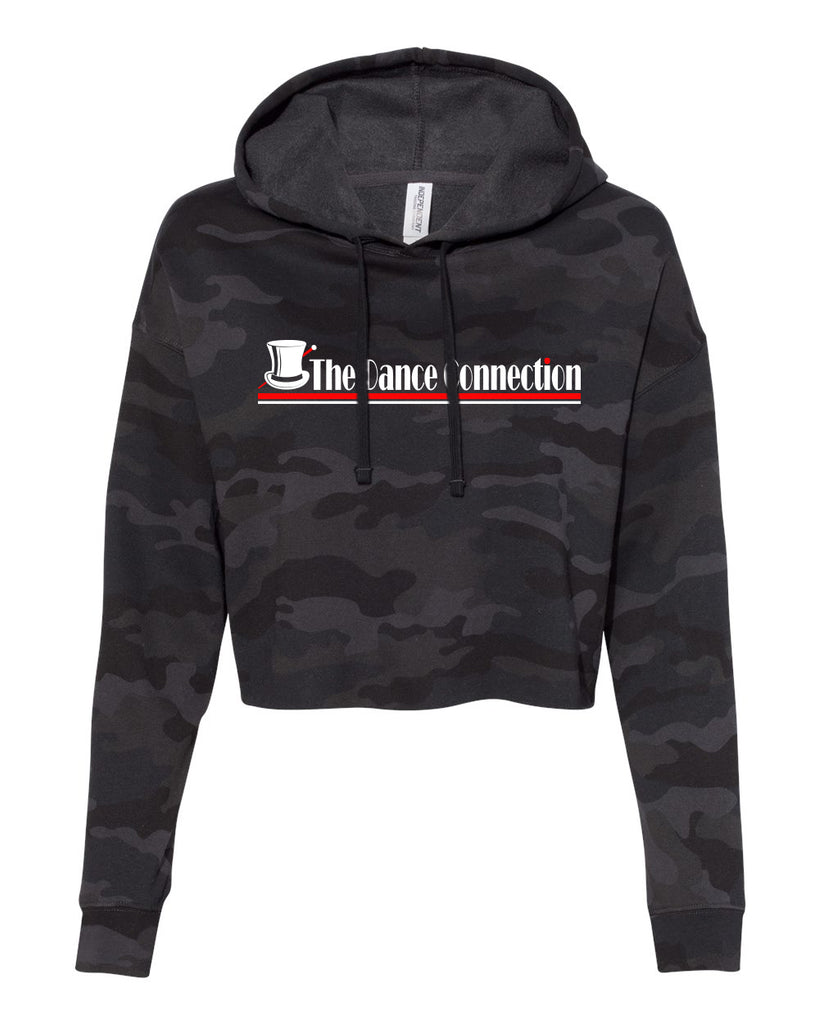 TDC - Women’s Lightweight Camo Cropped Hooded Sweatshirt - AFX64CRP w/ TDC Top Hat Logo on Front.