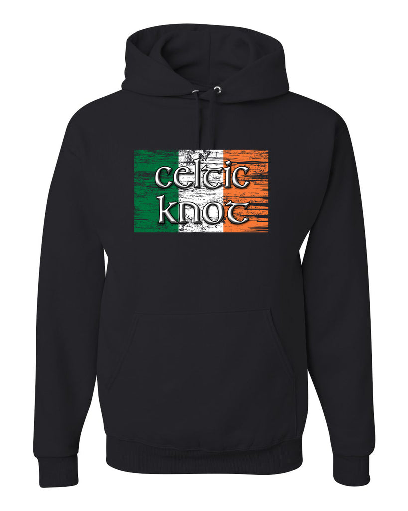 Celtic Knot Black JERZEES - NuBlend® Hooded Sweatshirt - 996MR w/ Full Color Flag Design on Front