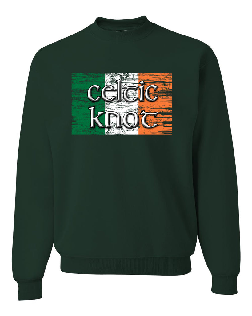 Celtic Knot Forest Green JERZEES - NuBlend® Crewneck Sweatshirt - 562MR w/ Full Color Flag Design on Front