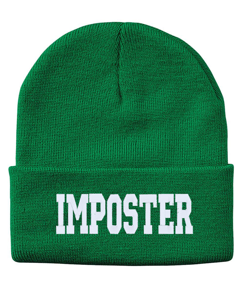 imposter embroidered cuffed beanie hat