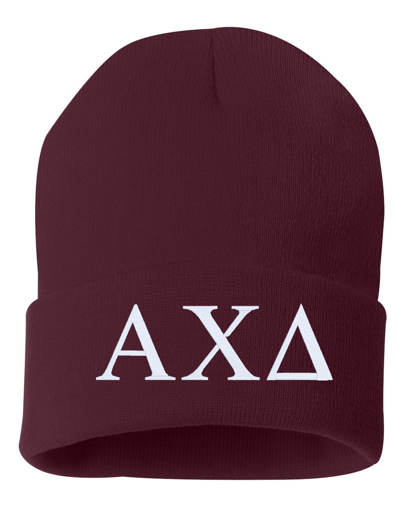 greek letters sorority/fraternity embroidered cuffed beanie hat