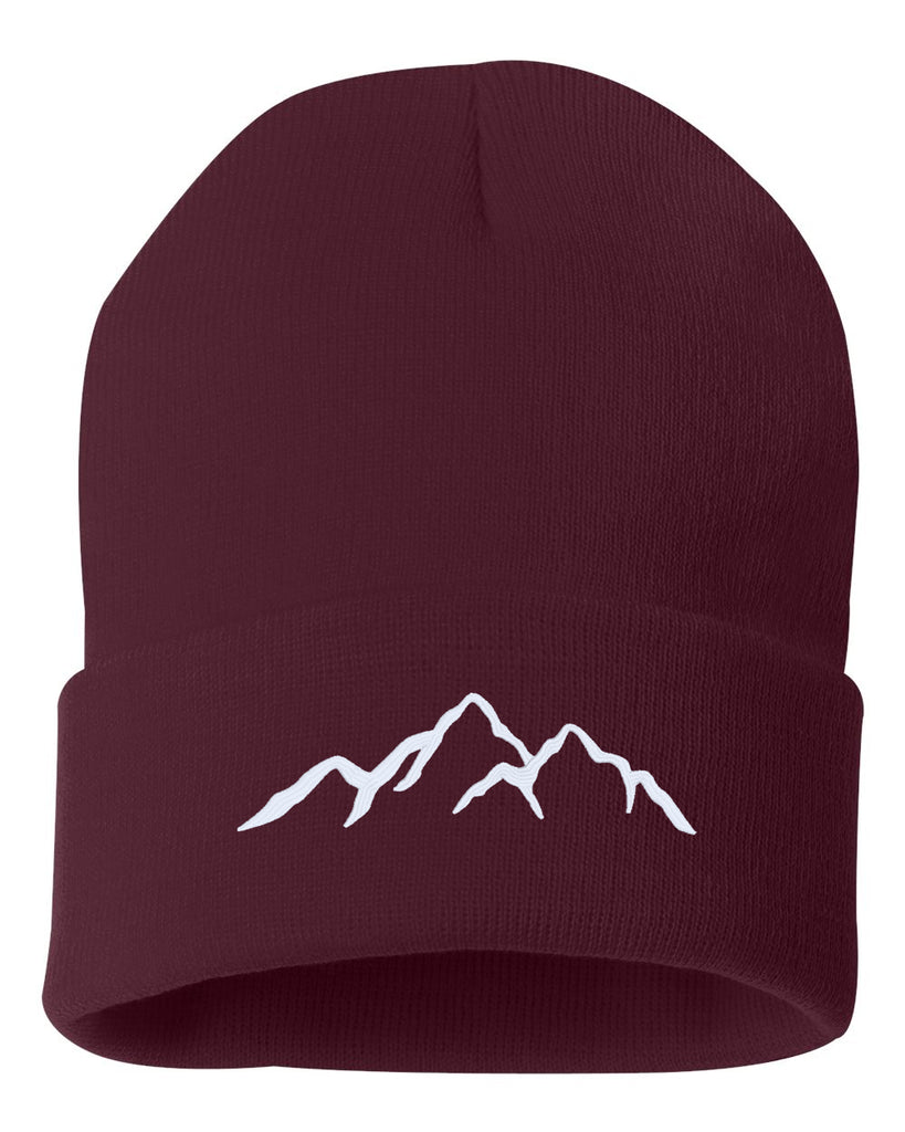 mountains embroidered cuffed beanie hat