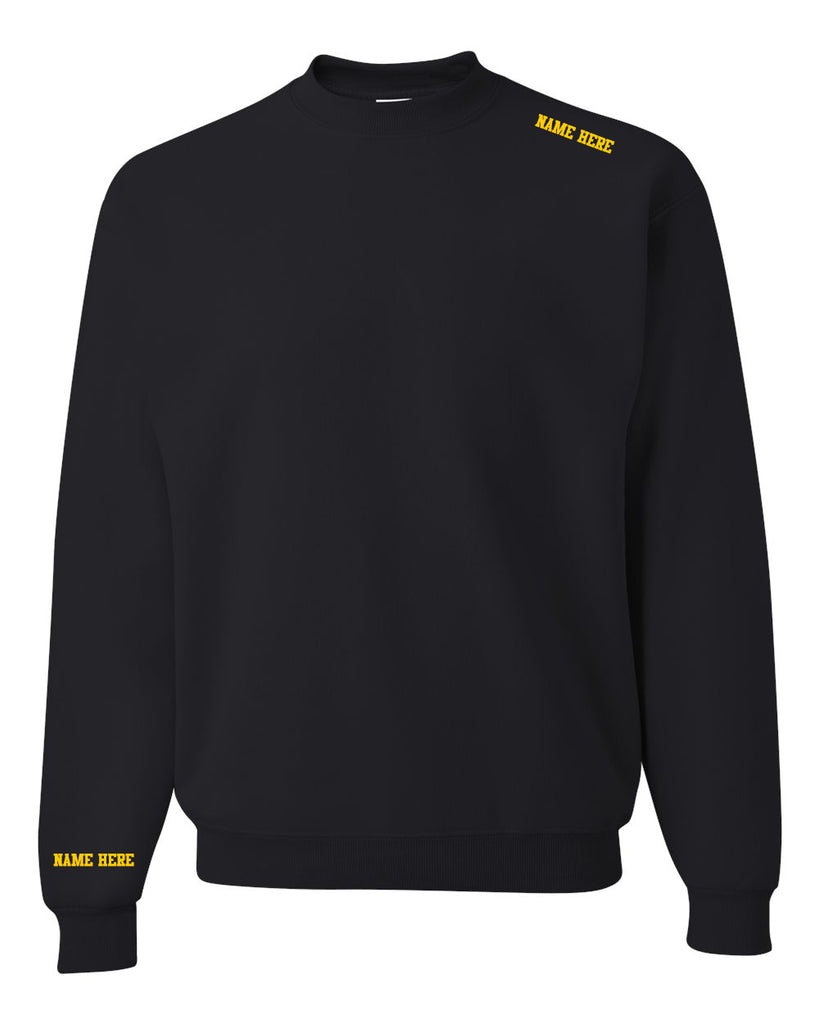 West Milford Fencing Black Crewneck Sweatshirt w/ Large Ribbon Design on Front.