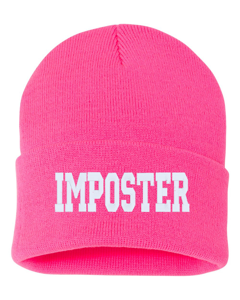 imposter embroidered cuffed beanie hat