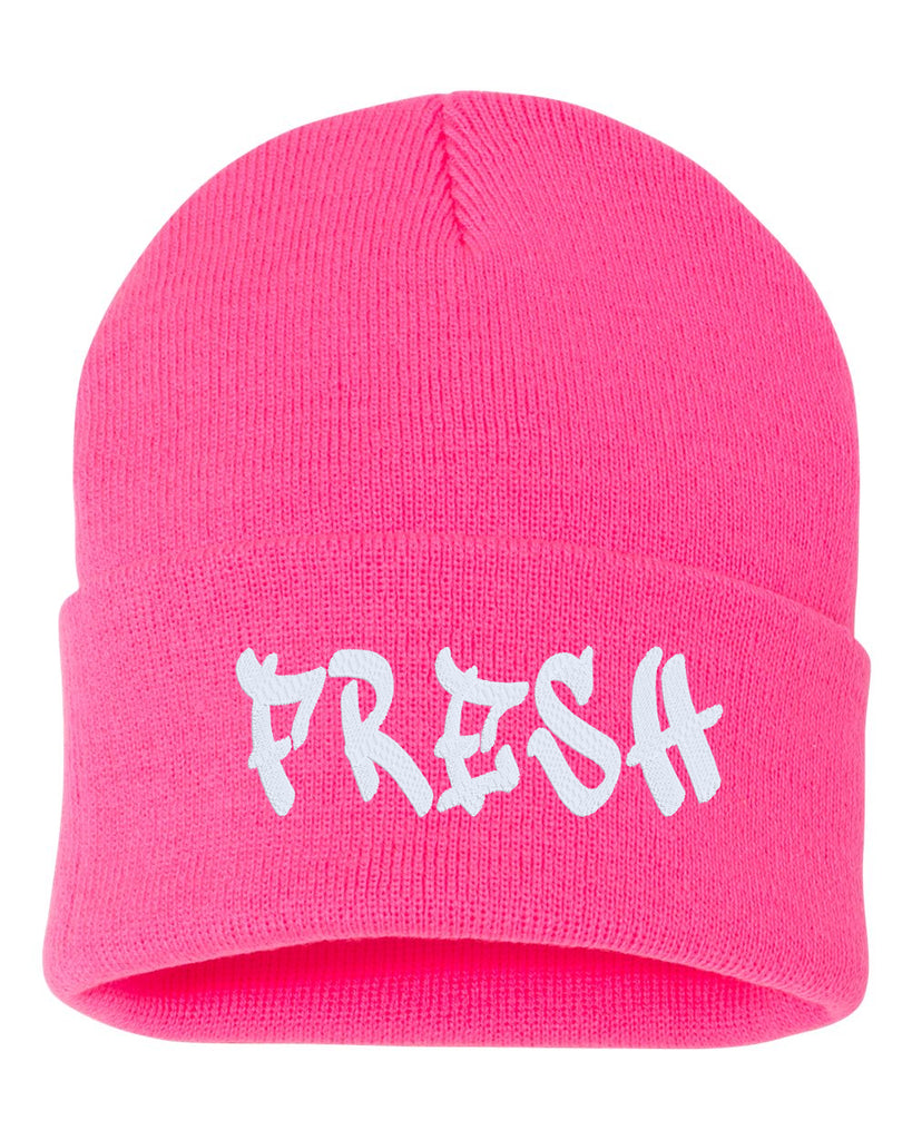 fresh embroidered cuffed beanie hat