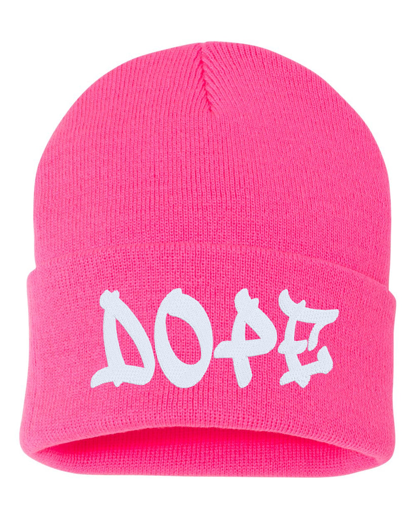 dope embroidered cuffed beanie hat