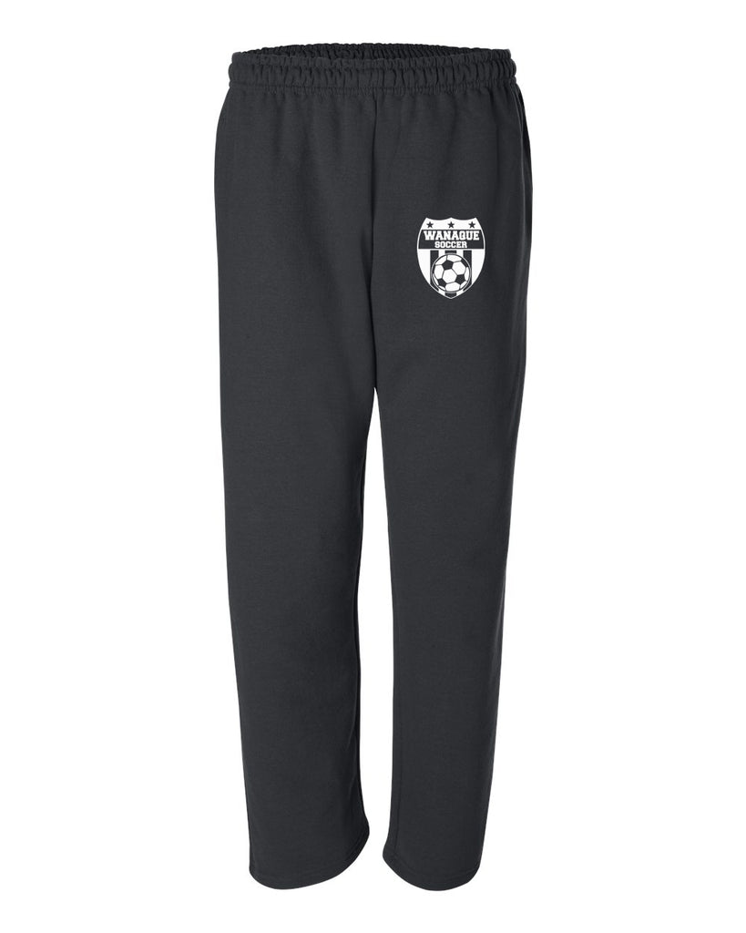 Wanaque Soccer Open Bottom Sweat Pants with Wanaque Soccer Logo on Front Left Hip