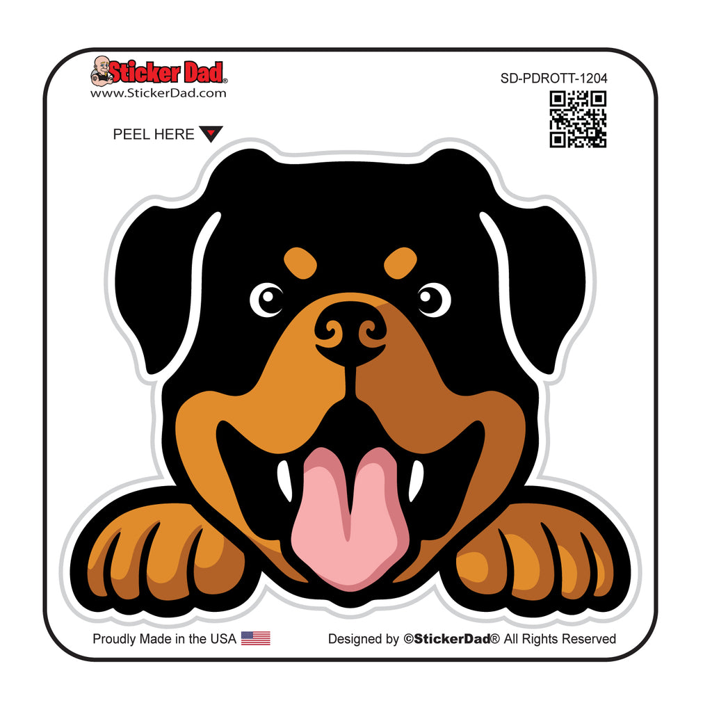 Rottweiler Peeking 1204 Dog Peeking - Full Color Printed Sticker