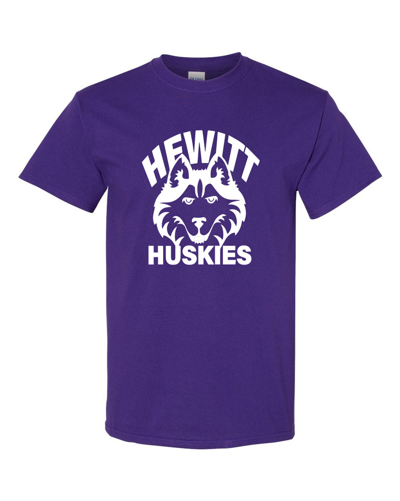 Hewitt Huskies PURPLE Short Sleeve Tee w/ Logo Design 1 on Front