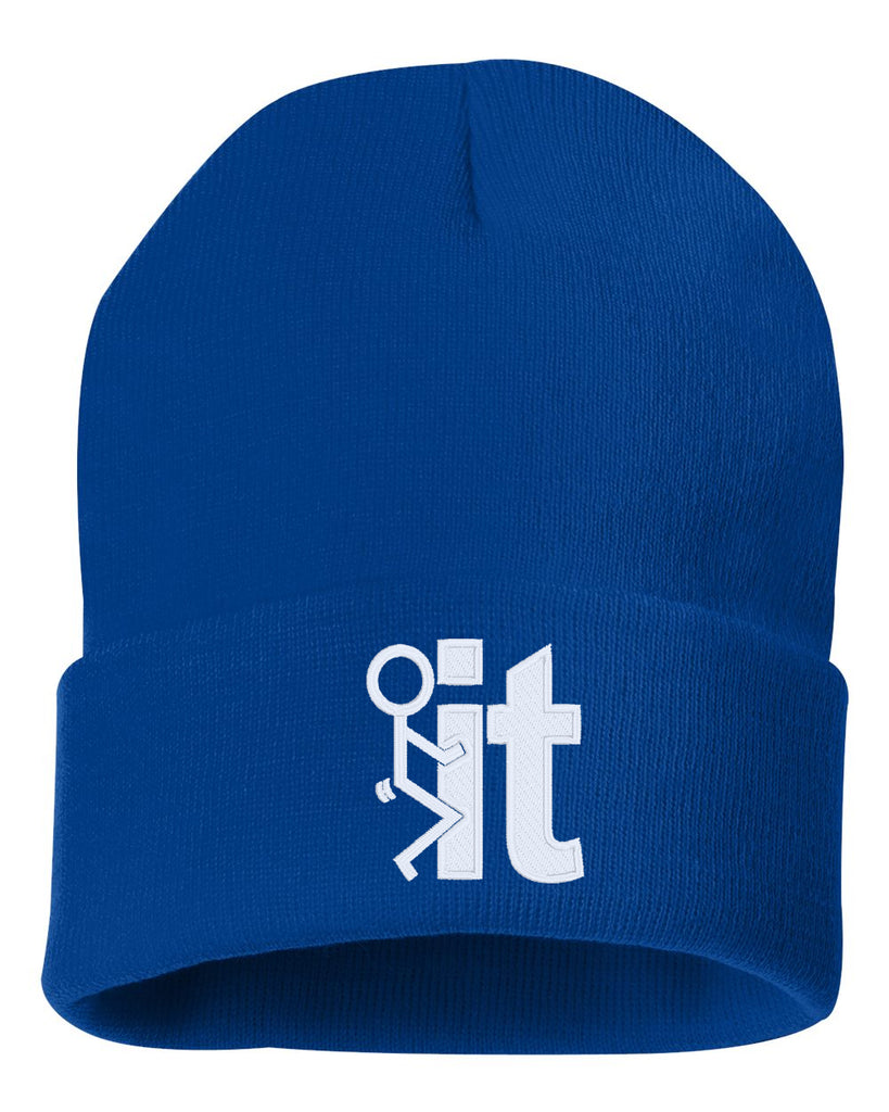 fck it embroidered cuffed beanie hat