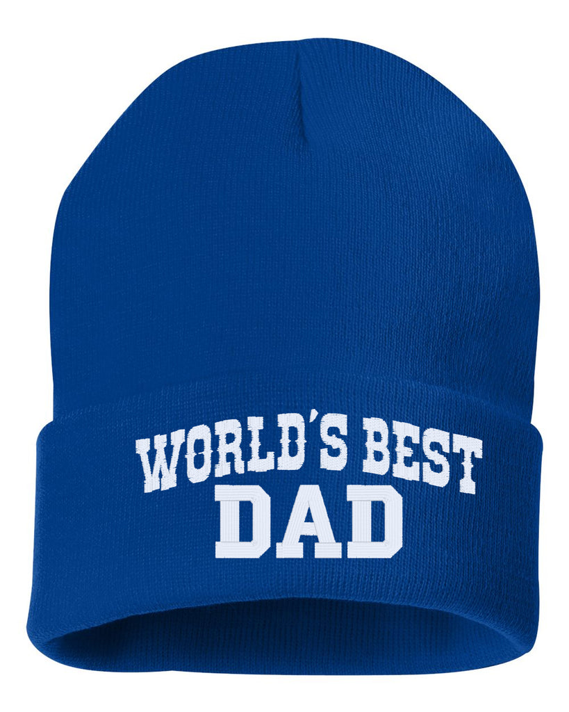 world's best dad embroidered cuffed beanie hat