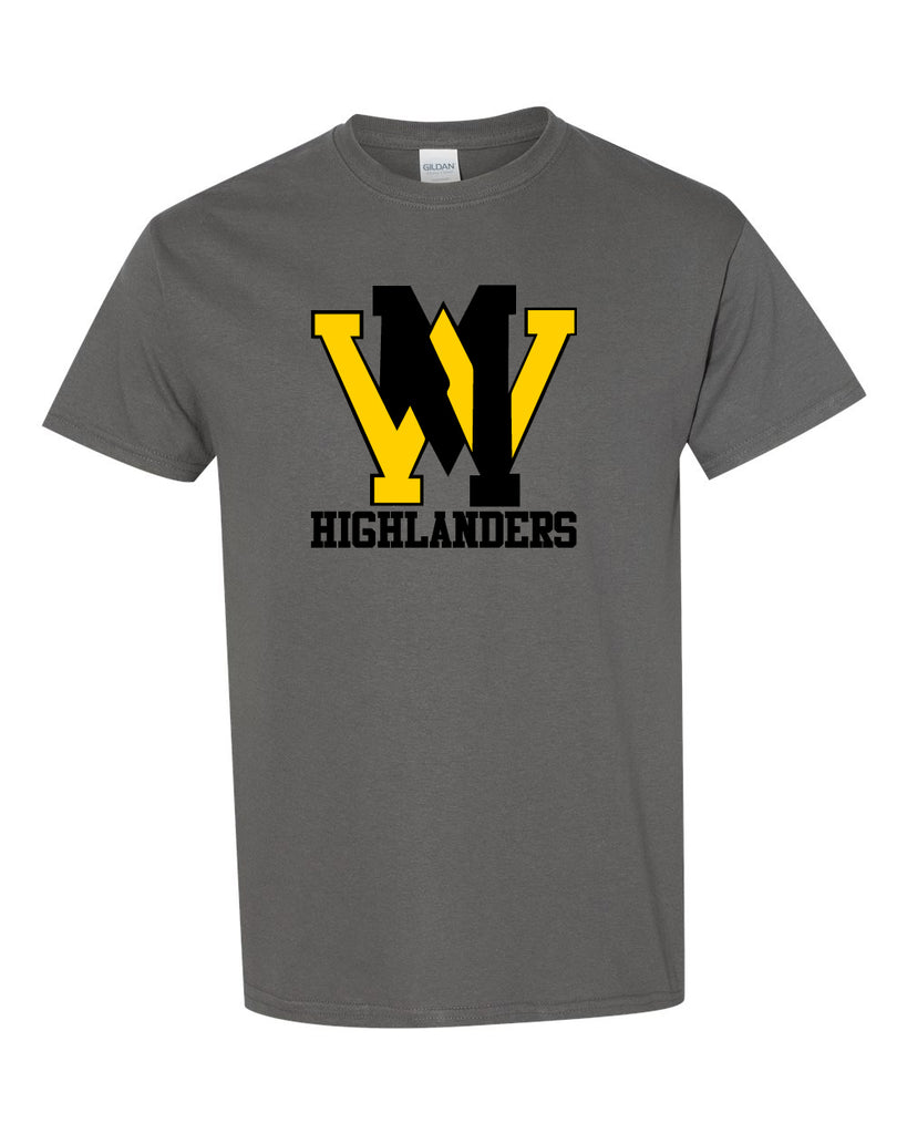 West Milford Fencing Charcoal Short Sleeve Tee w/ WM Logo on Front.