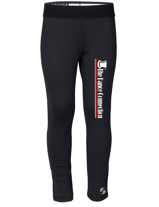 TDC - Black Soffe Dri Girls Capri Leggings w/ TDC Top Hat Logo Down Left Leg.