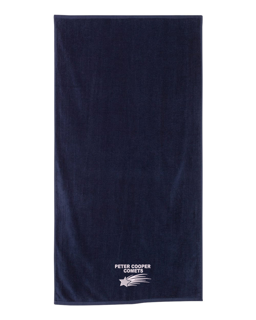 Peter Cooper Comets Velour Beach Towel - QV3060 w/ Logo 1 on Front