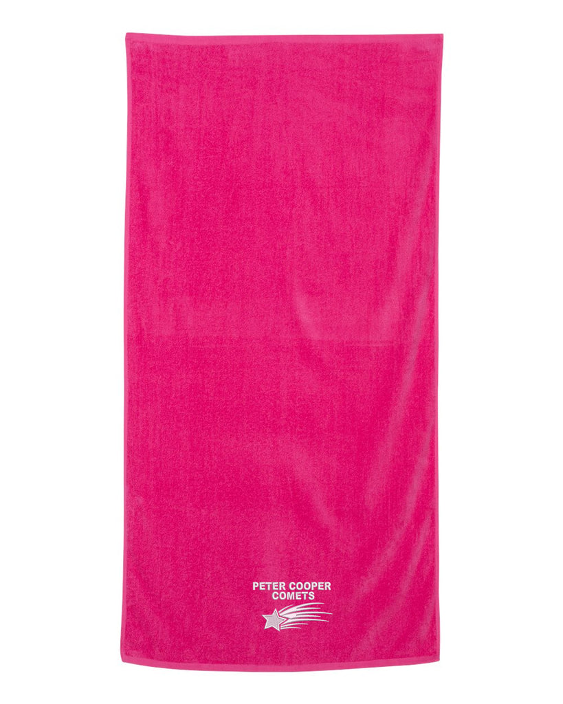 Peter Cooper Comets Velour Beach Towel - QV3060 w/ Logo 1 on Front