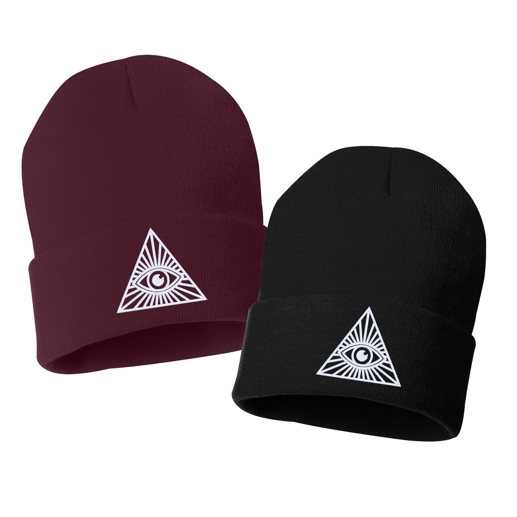 ALL SEEING EYE Embroidered Cuffed Beanie Hat