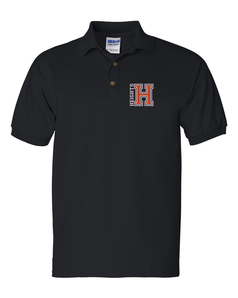 Heights Black Ultra Cotton® Jersey Sport Shirt - 2800 w/ Heights OG Design Embroidered on Front.