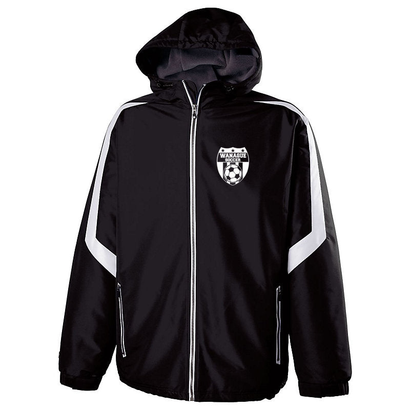 wanaque soccer charger jacket full zip w/ small wanaque soccer logo on left chest